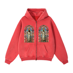 "STAINED GLASS" Zip-Through Boxy Fleece Hoodie