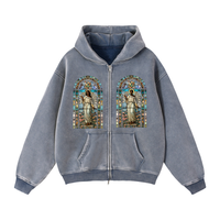 "STAINED GLASS" Zip-Through Boxy Fleece Hoodie