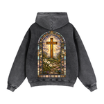 "STAINED GLASS" Zip-Through Boxy Fleece Hoodie