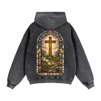 "STAINED GLASS" Zip-Through Boxy Fleece Hoodie
