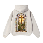 "STAINED GLASS" Zip-Through Boxy Fleece Hoodie