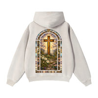 "STAINED GLASS" Zip-Through Boxy Fleece Hoodie