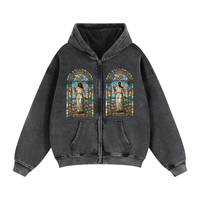 "STAINED GLASS" Zip-Through Boxy Fleece Hoodie