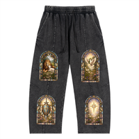"STAIN GLASS" Snow Wash Drawstring Cotton Pants