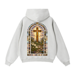 "STAINED GLASS" Zip-Through Boxy Fleece Hoodie