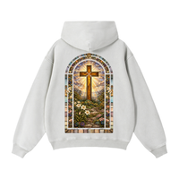 "STAINED GLASS" Zip-Through Boxy Fleece Hoodie