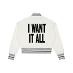 '"I WANT IT ALL" Striped Rib Collar Zip Jacket