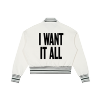 '"I WANT IT ALL" Striped Rib Collar Zip Jacket