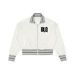 '"I WANT IT ALL" Striped Rib Collar Zip Jacket