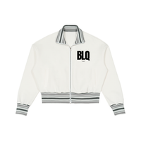 '"I WANT IT ALL" Striped Rib Collar Zip Jacket