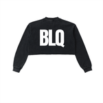 Snow Washed Raw Edge Cropped Sweatshirt