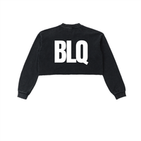 Snow Washed Raw Edge Cropped Sweatshirt