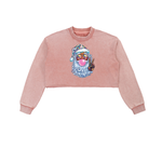 Shiny Bubble Gum Santa  Cropped Sweatshirt