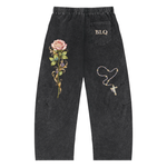 "STAIN GLASS" Snow Wash Drawstring Cotton Pants