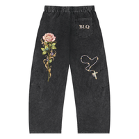 "STAIN GLASS" Snow Wash Drawstring Cotton Pants