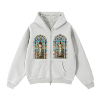 "STAINED GLASS" Zip-Through Boxy Fleece Hoodie