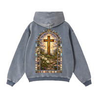 "STAINED GLASS" Zip-Through Boxy Fleece Hoodie