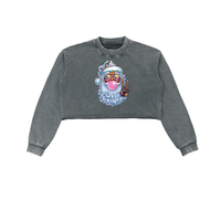 Shiny Bubble Gum Santa  Cropped Sweatshirt