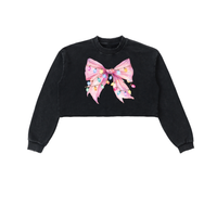 Pink Bow Cropped Sweatshirt