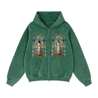 "STAINED GLASS" Zip-Through Boxy Fleece Hoodie