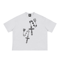 BLACK ROSARY BOXY TEE