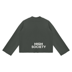 Unisex Mock Neck Raw Edge Boxy Sweatshirt