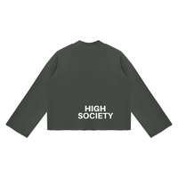 Unisex Mock Neck Raw Edge Boxy Sweatshirt