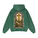 "STAINED GLASS" Zip-Through Boxy Fleece Hoodie