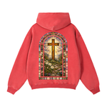"STAINED GLASS" Zip-Through Boxy Fleece Hoodie