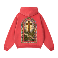 "STAINED GLASS" Zip-Through Boxy Fleece Hoodie