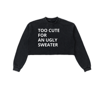 Snow Washed Raw Edge Cropped Sweatshirt