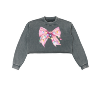 Pink Bow Cropped Sweatshirt